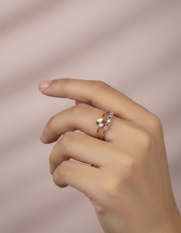 Rose Gold Minimal Crystal Stacking Ring