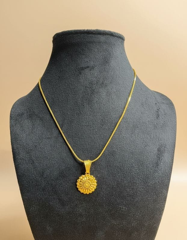 Traditional Gold Round  Sunburst Floral Pendant