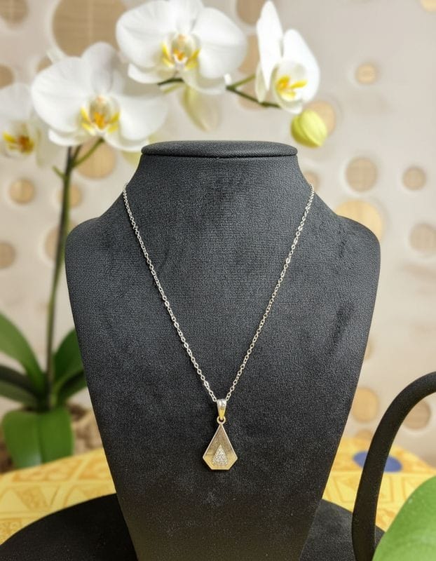 Silver Teardrop Pendant Necklace with Enamel